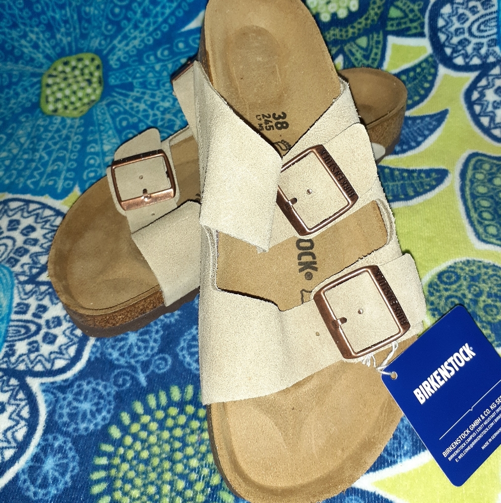 Birkenstock Arizona Taupe Suede 38R Size 7 New
